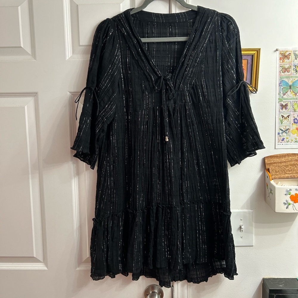 Y2K coquette black bowed dress - semi sheer mini dress approx medium